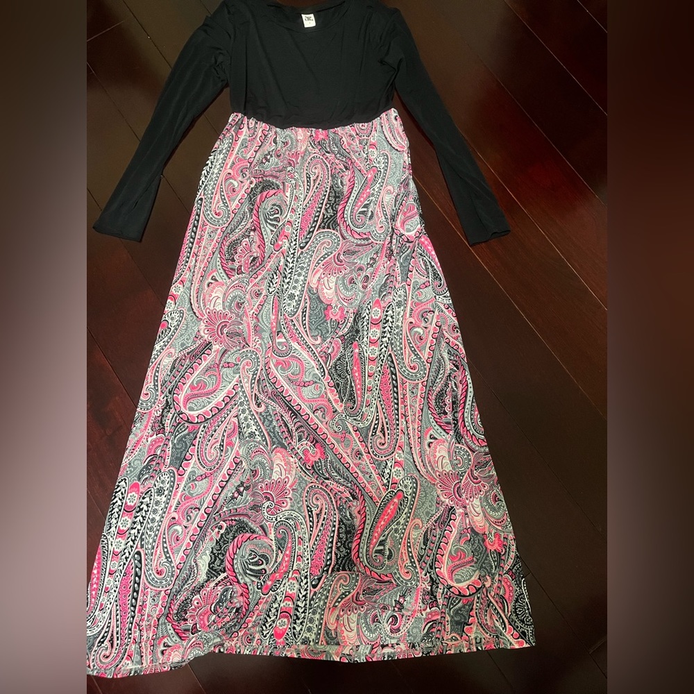 Dress-Black Top, Pink Paisley bottom